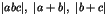 $\vert abc\vert,\ \vert a+b\vert,\ \vert b+c\vert$