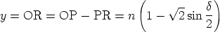                          (            )
                               V~ --   d
y = OR  =  OP  - PR  = n  1 -   2 sin --
                                     2 