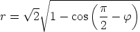        V ~ -------(------)-
      V~ -          p-
r =   2  1 - cos  2 -  f 