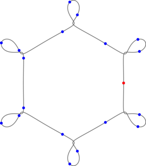 44 - 19 bodies on a circle with 6 double outer loops